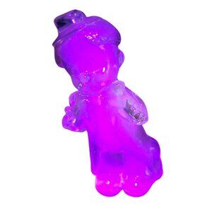 Vintage Boyd Art Glass Chuckles Clown Figurine Pink Slag Glass 3.75" UV Glow